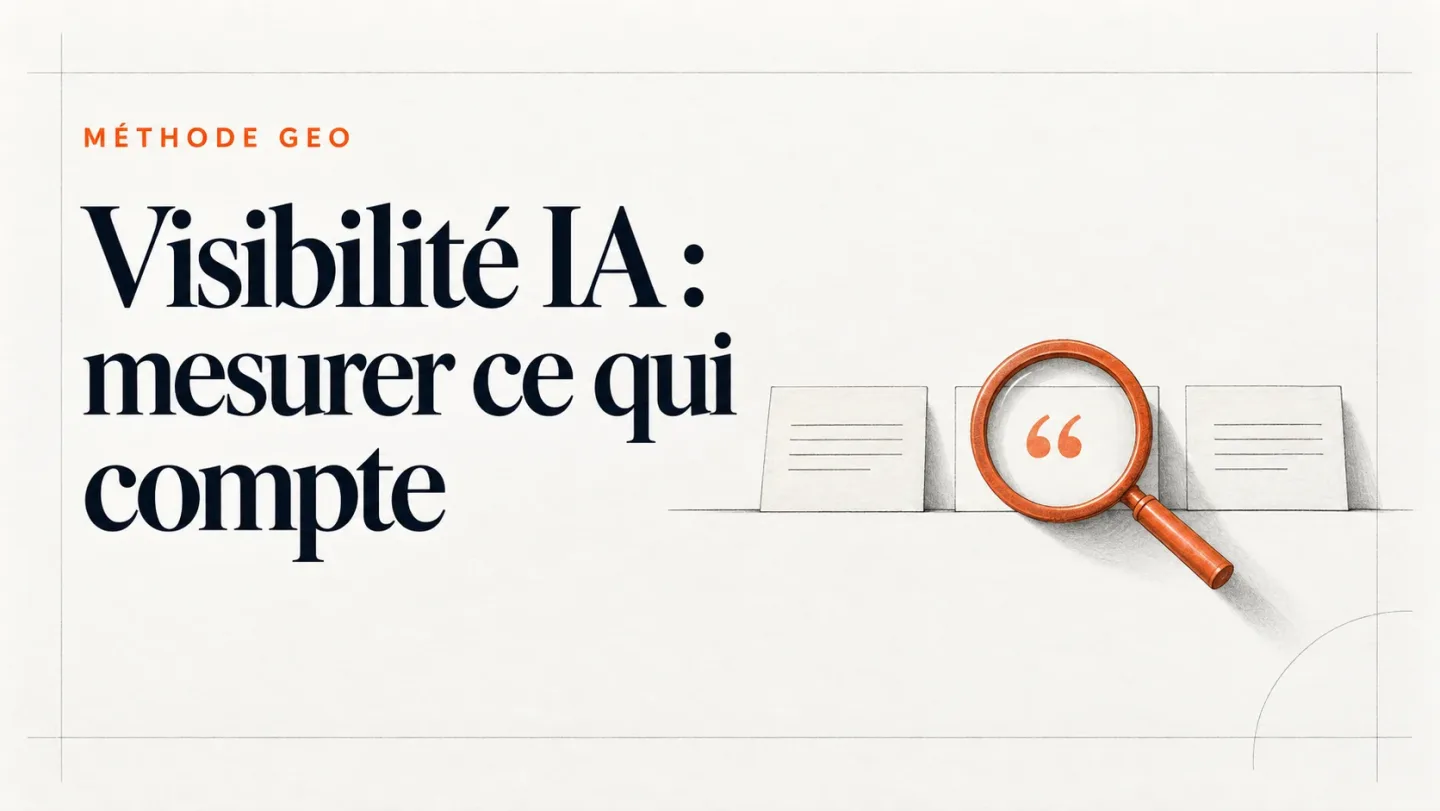 Visibilité IA : mesurer ce qui compte, avec des fiches et une loupe sur une citation.